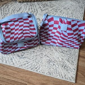 Red and White Checkered Cosmetic Bags